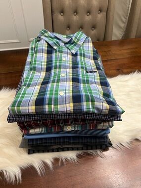 9 Pc Men’s 2X 2XB Big Tall Button Up Polo Shirt Bundle Chaps Nautica George Stra